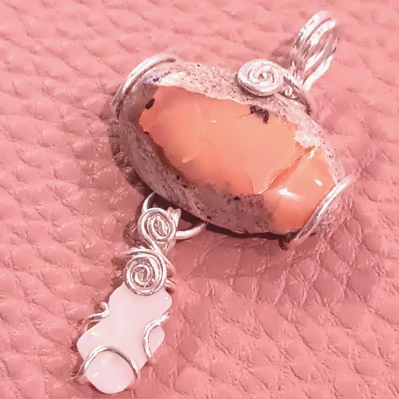 Mexican Cantera And Australian Opal Pendant Sterling Silver Eye - Picture 9 of 16